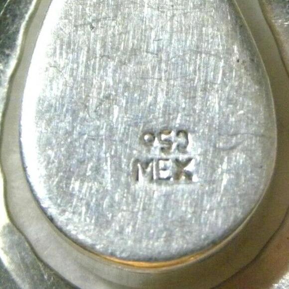 Vintage Taxco Sterling Silver Opal Pendant Mexico Tear Drop - Picture 3 of 6